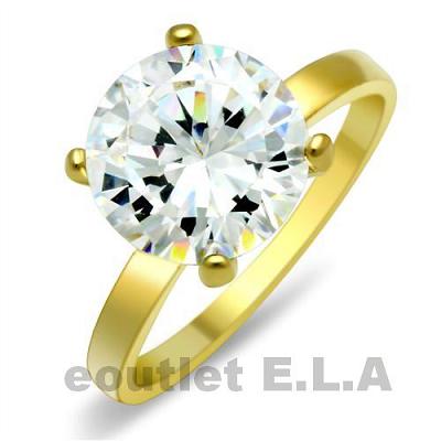 4CT ROUND CZ SOLITAIRE RING 18KGP-size6/9/10